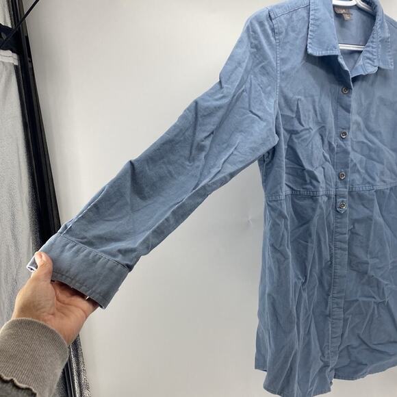 J.Jill light blue corduroy button Down tunic 3 quarter sleeve cotton casual sz S - Picture 6 of 9
